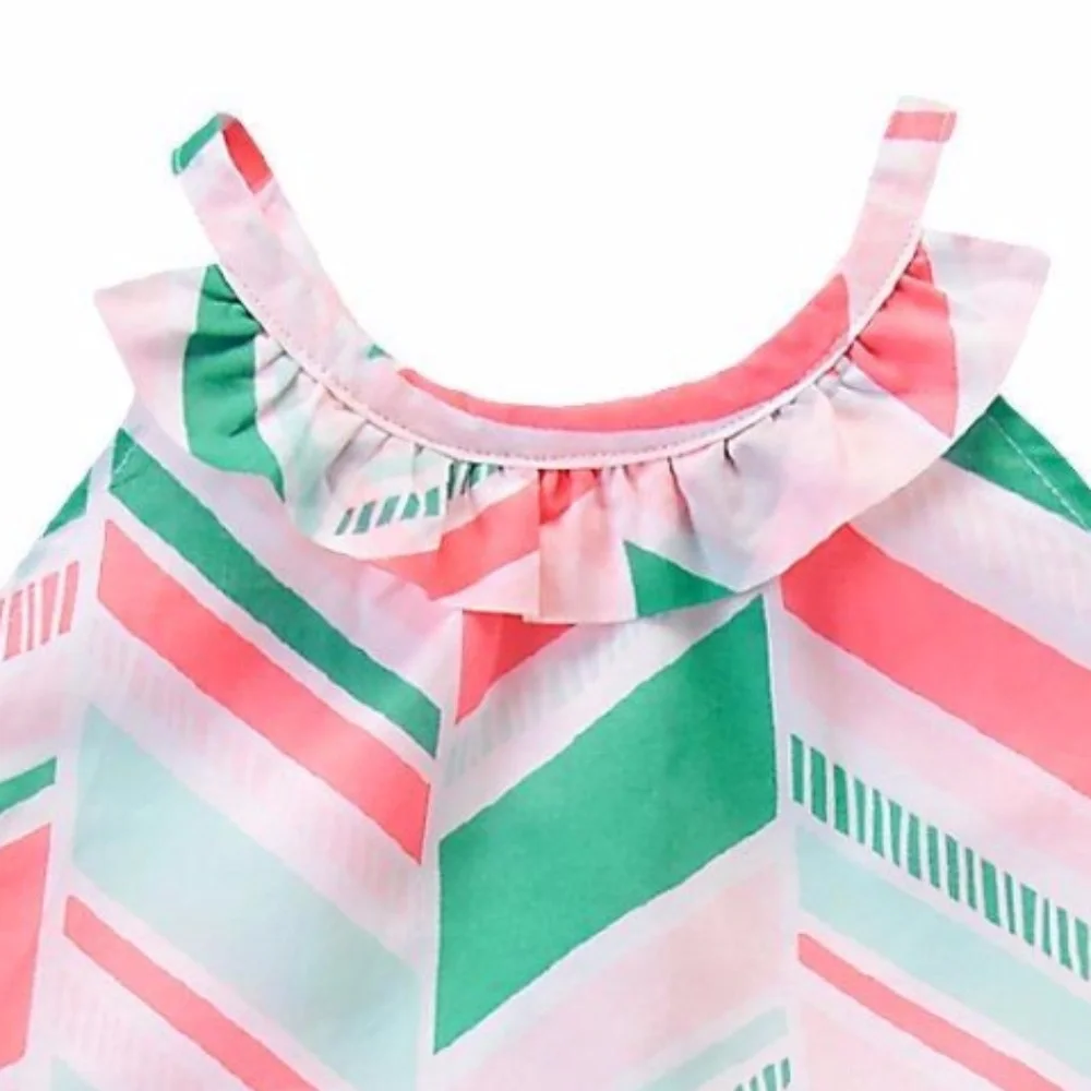 Gymboree Tiered Trapeze Dress Coral Mint‎ 7 NWT